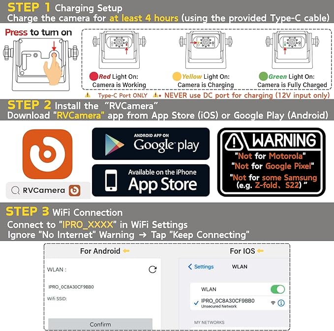 EWAY WiFi Magnetic Hitch Wireless Backup Rear/Front View Camera Rechargeable Battery for Easy Hitching of Gooseneck Horse Boat Travel Trailer/Fifth Wheels/RV/Camper Reverse for iPhone iPad Android-PurrikoPets
