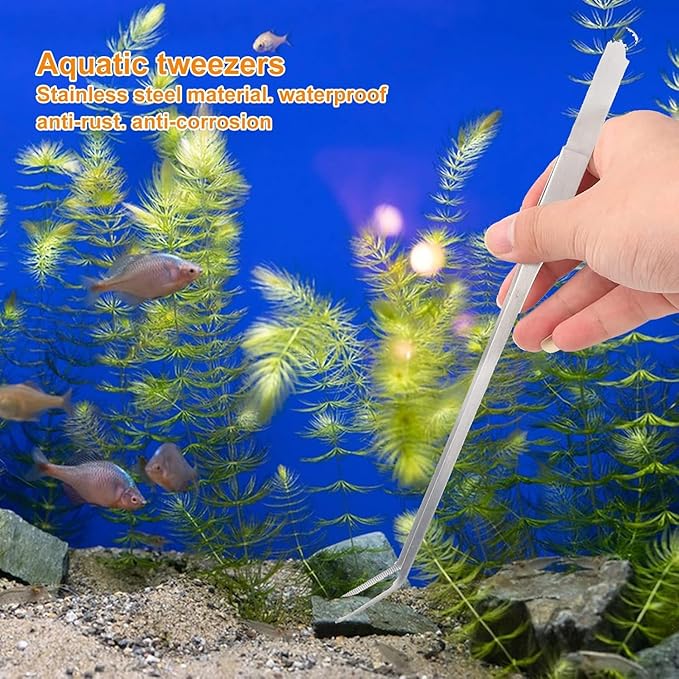 4 in 1 Aquascaping Tools Aquarium Plant Tools Anti-Rust Fish Tank Tools Stainless Steel Tweezers Scissors Spatula for Fish Starter Kits, Aquariums Tank and Terrarium-PurrikoPets