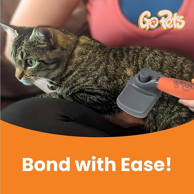 GoPets Self-Cleaning Slicker Brush for Dogs & Cats, Deshdding & Dematting Comb with Retractable Bristles for Easy Cleaning, Undercoat Grooming Tool, Non-Slip Handle, Detangler for Mats & Loose Pet Fur-PurrikoPets