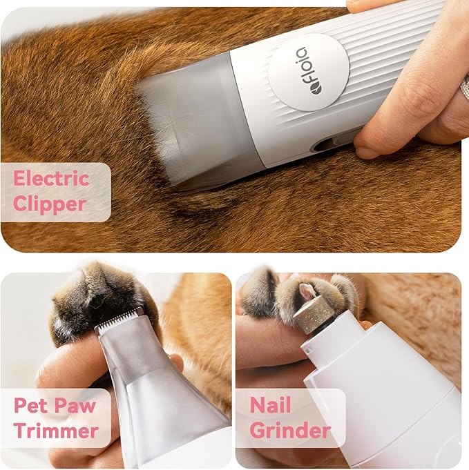 Afloia 6-in-1 Dog Grooming Kit, Pet Grooming Vacuum for Shedding, Dog Hair Vacuum with Clipper Nail Trimmer Grinder, Pet Brush Groomer at Home, Low Noise Cats Hair Remover, 1.5L Dust Cup, Pink-PurrikoPets