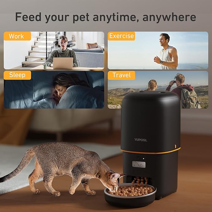 2025 Upgraded Automatic Cat Feeder - 4L Timed Auto Pet Feeder for Cat and Dog with Dry Food Dispenser, 180-day Battery Life, 1-6 Meals Per Day, 1-16 Portion, Desiccant Bag Keeps Food Fresh-PurrikoPets
