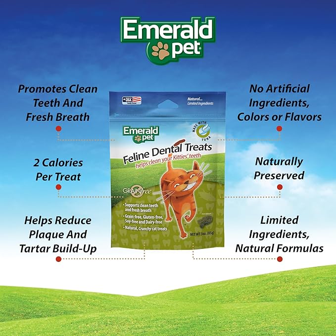 Feline Dental Treats — Tasty and Crunchy Cat Dental Treats Grain Free — Natural Dental Treats to Clean Cat Teeth, Freshen Cat Breath, and Reduce Plaque and Tartar Buildup — Tuna Treats, 3 oz-PurrikoPets