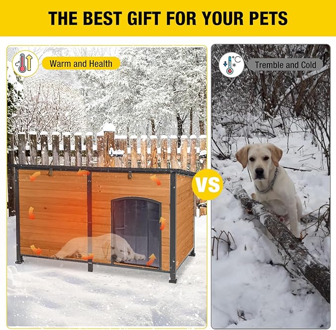 Aivituvin 59" Large Dog House 100% Insulated Dog Kennel with Liner for Winter,Waterpoof for Outdoor & Indoor Use.-PurrikoPets