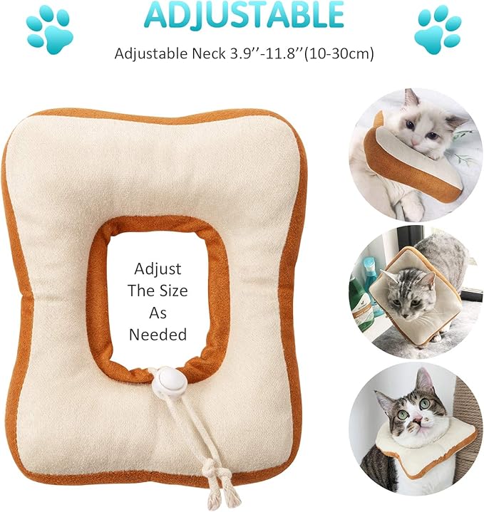 Frienda 2 Pieces Adjustable Cat Cone, Cat Recovery Collar, Kitten Cones After Surgery Pet Neck Strap Elizabethan Donut Toast Neck Cone Collar with Edge for Kitten-PurrikoPets