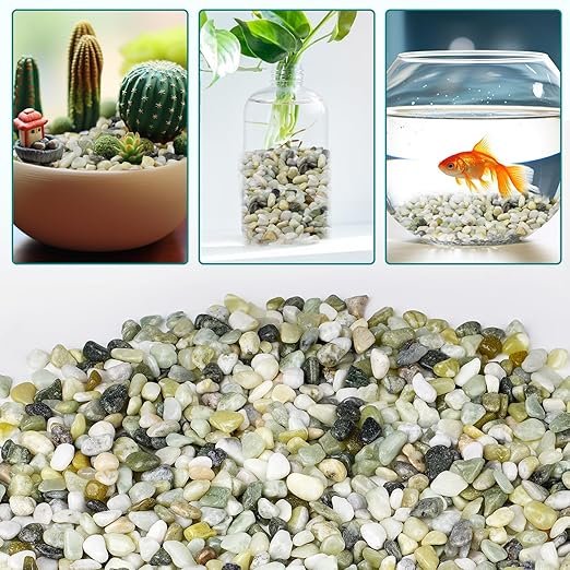 2.5 lbs Jade Pebbles for Indoor Plants, 3/8" Plant Rocks for Pots Indoor, Decorative Small Stones for Plants, Bamboo,Vase, Succulent, Highly Polished Small River Rocks-PurrikoPets