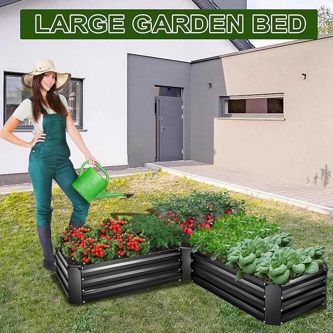 EDOSTORY Raised Bed Garden Bed Kit, 5x5x1ft Galvanized Planter Tall Raised Garden Boxes Outdoor, Large Metal Raised Garden Beds for Vegetables, Flowers, Herbs-PurrikoPets