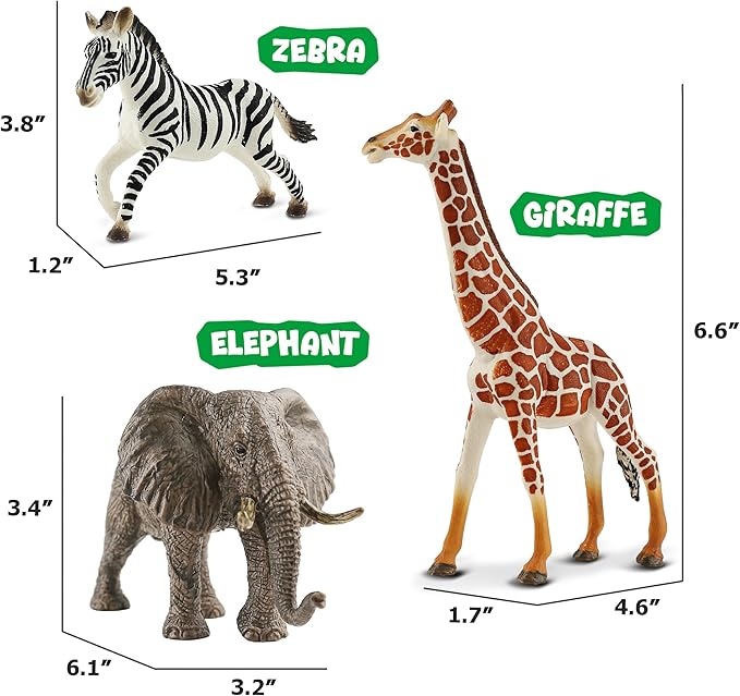 6PCS Safari Animal Figure Toys for Kids 3-5 Realistic Plastic Jungle Animal Figurines African Wildlife Learning Toys for Kids Boys Girls Toddlers-PurrikoPets