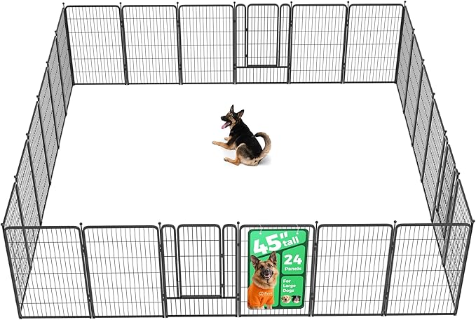 FXW Rollick Unleashed Dog Playpen for Indoor, Yard, RV Camping, 45 inch 24 Panels for Large Dogs, Black│Patented-PurrikoPets