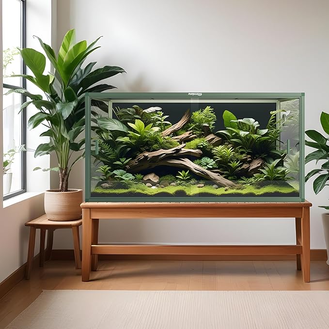 120 Gallon Bearded Dragon Tank,48" x 24" x 24" Reptile Tank with Sliding Door Top Screen Ventilation, Front Opening Reptile Enclosure for Easy Maintenance-PurrikoPets