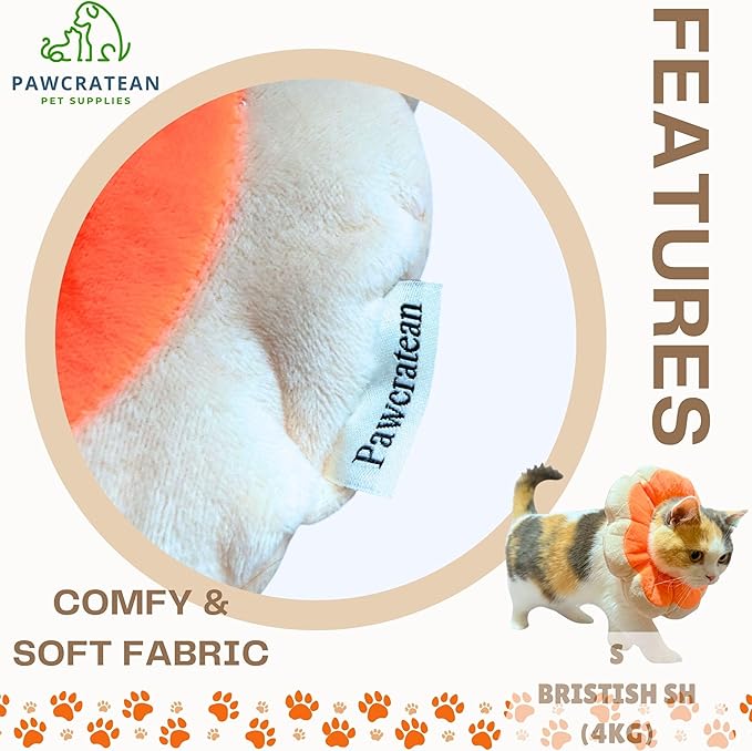 Adjustable Comfy Flower Style Elizabeth Collar for Cats Puppies Soft Recovery Cone Pet Protective Neck Collar (Orange, Samll)-PurrikoPets
