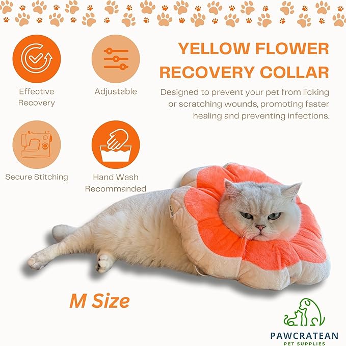 Adjustable Comfy Flower Style Elizabeth Collar for Cats Puppies Soft Recovery Cone Pet Protective Neck Collar (Orange, Samll)-PurrikoPets