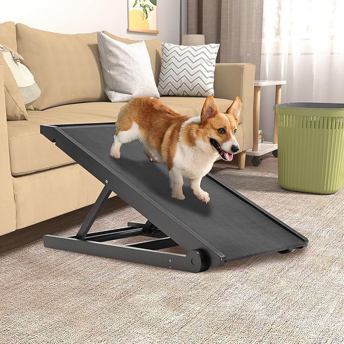 ABORON Dog Ramp,Adjustable Folding Pet Ramp for Bed,Couch,SUV - High Traction Portable Rubber Paw Ramps,Great for Small & Large Old Dogs & Cats, Supports up to 200 lbs,39.3''Long-PurrikoPets