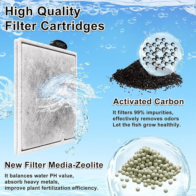 8 Pack Large Filter Cartridges Compatible with Aqueon QuietFlow Filter LED PRO Size 20,30,50,75/Power Filter Size 20,30,50,55/75, E Internal Size 40 Canister Filter-PurrikoPets