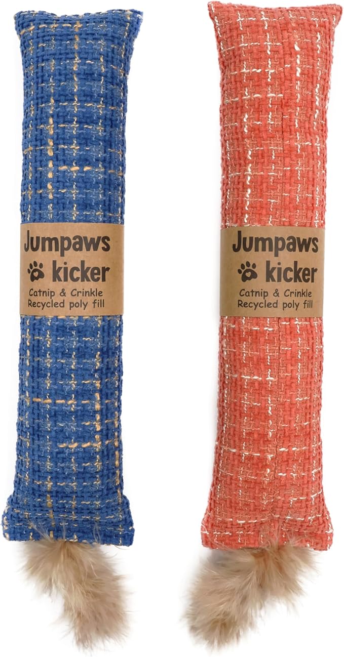2 Pack Natural Interactive Catnip Cat Kicker Toys, Bite Resistant Chew Toy, Accessories for Indoor Cat (Twill Weave)-PurrikoPets