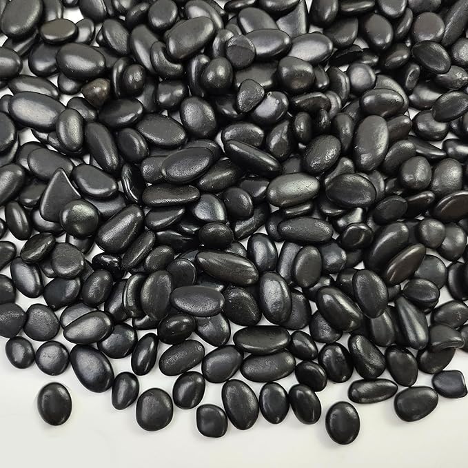 2 lbs Black Pebbles for Indoor Plants, 3/8 inch Decorative Rocks, Black River Rocks for Succulent Potted Plant, Vase, Aquarium, Landscaping and Outdoor Garden Rocks-PurrikoPets