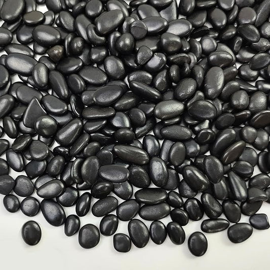 2 lbs Black Pebbles for Indoor Plants, 3/8 inch Decorative Rocks, Black River Rocks for Succulent Potted Plant, Vase, Aquarium, Landscaping and Outdoor Garden Rocks-PurrikoPets