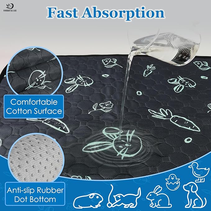 2-Pack Guinea Pig Cage Liner Washable, 36in x 48in Ultra-Absorbent Guinea Pig Bedding for Cage Non-Slip Leak-Proof Pee Pads for Dogs Rabbit Bunny Cat Litter Mat, Navy-PurrikoPets