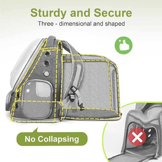 Expandable Cat Backpack,Cat Bubble Backpack Carrier for Carrying Cats, Pets and Small Dogs,Airline-Approved,Designed for Travel, Hiking, Walking,Car （Grey-PurrikoPets