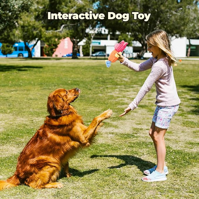 3pcs Dog Squeaky Toys, Plush Stuffed Puppy Chew Toy for Extended Play, Interactive Toys Gifts for Small Medium Large Chewer Dogs, Pet Toy Bulk to Keep Them Busy(Dog&Fox&Pig)-PurrikoPets