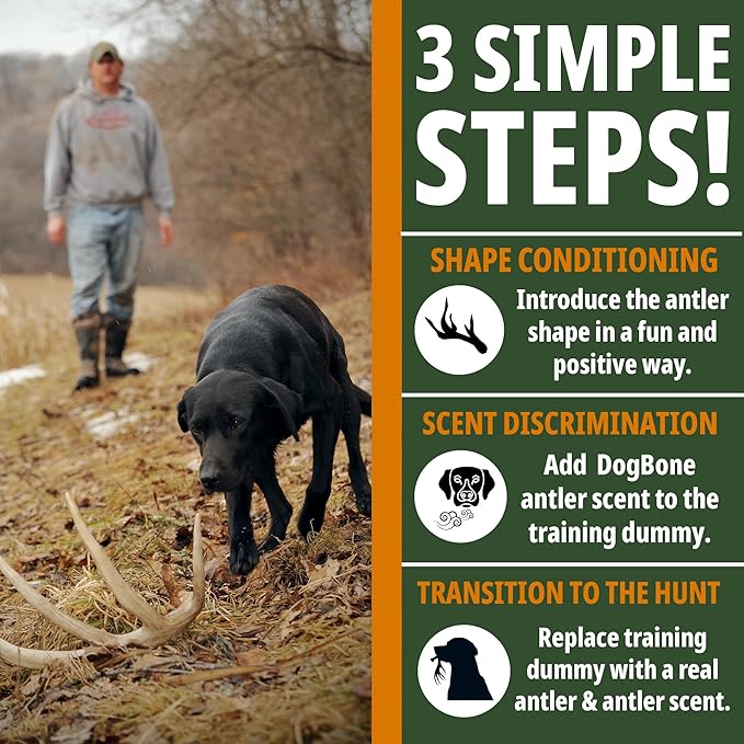 DogBone Shed Hunting Dog Training Kit – Train Your Puppy to Find Deer Antlers - Includes 2 oz Scent for Nosework & Flexible Floating Dummy for Retrieving - Perfect for Whitetail Hunters-PurrikoPets