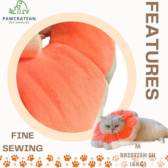 Adjustable Comfy Flower Style Elizabeth Collar for Cats Puppies Soft Recovery Cone Pet Protective Neck Collar (Orange, Medium)-PurrikoPets