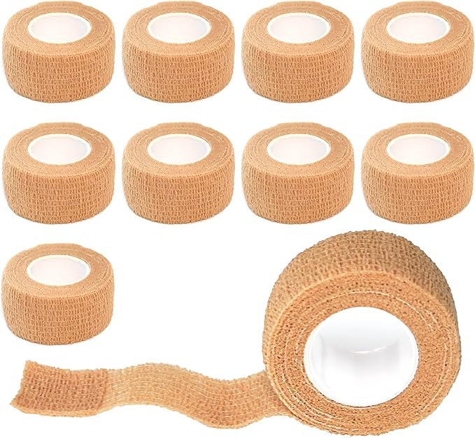 9 Pack 1" x 5 Yards Self Adhesive Bandage Wrap Self Stick Wrap for Ankle, Wrist, Finger, Sports, Breathable Cohesive Vet Tape for Pets (Skin Color)-PurrikoPets