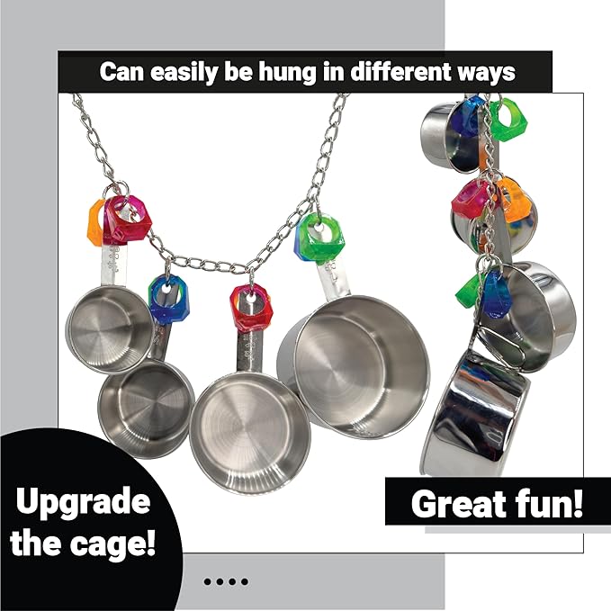 1410 Stainless Pot Delight from Parrots Cockatiels Conures Budgies Macaws Lovebirds African Greys Parrot Toys Stainless Foraging Chew Treat Noise-Making Fun Sensory Enrichment.-PurrikoPets