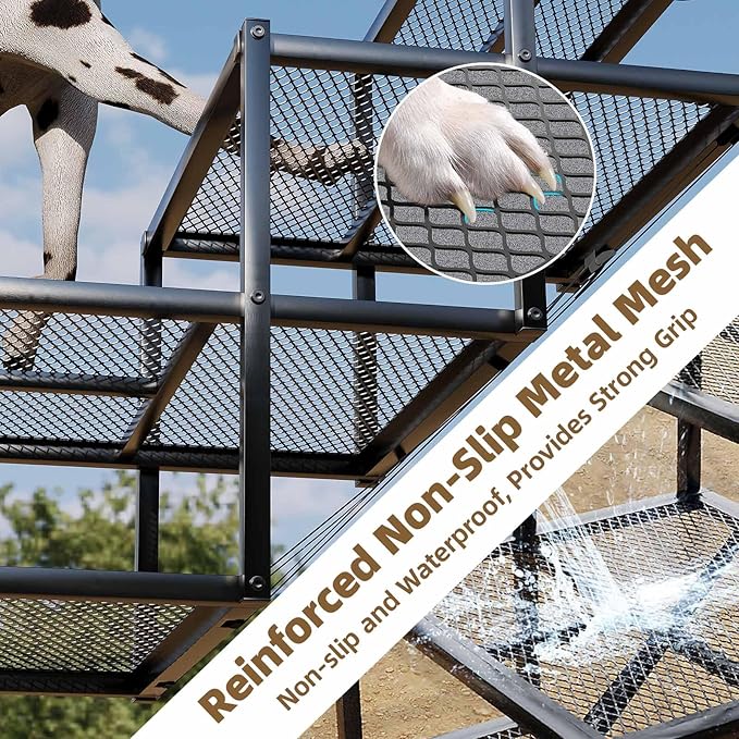 Dog Stairs for Large Dogs, Linvivon Extra Wide 20" Dog Steps with Non-Slip Surface and Reflective Strips, Outdoor Foldable Dog Ramp for Stairs, Car, Truck and SUV, Supports Up to 400LBS, 5 Steps-PurrikoPets