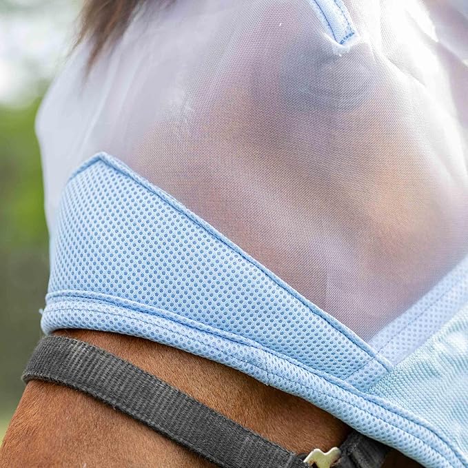 Equinavia Algard Soft Mesh Horse Fly Mask with Ear Protection and 45 UPF Rating | No Eye Irritation & UV Protection - Light Blue - Pony-PurrikoPets