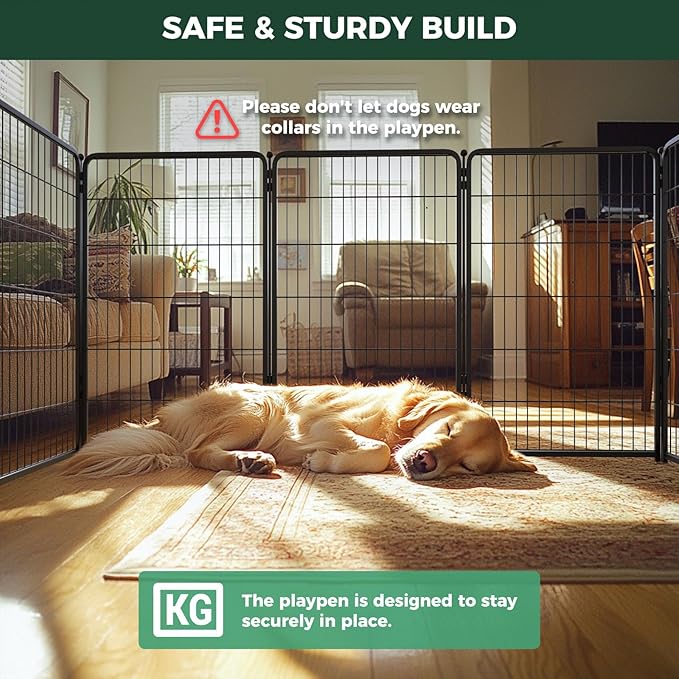 FXW Homeplus Unleashed Indoor Dog Playpen - Stress-Free and Safe Play, Heavy Duty 45 Inch 8 Wire Panels Dog Pen for Large Dogs, Black│Patented-PurrikoPets