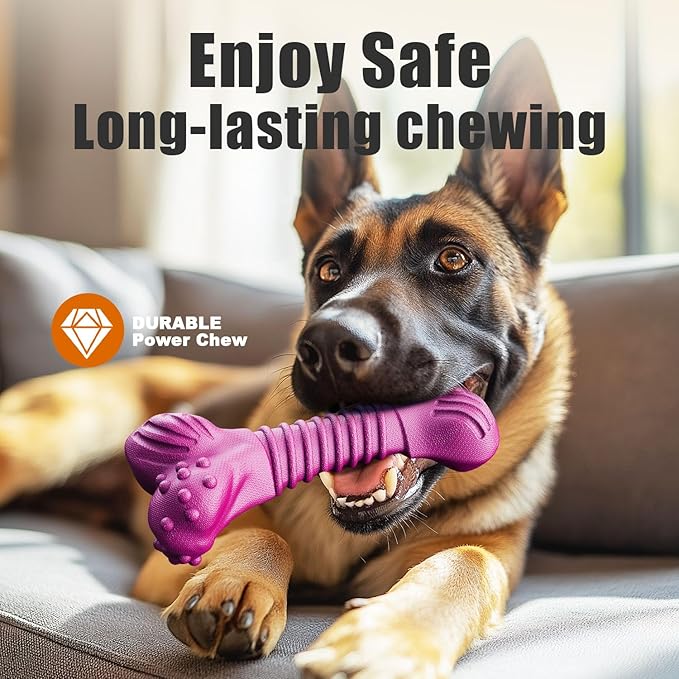 Dog Toys for Aggressive Chewers, Dog Toys for Medium Large Dogs, Natural Rubber Dog Chew Toys with Beef Flavor, Indestructible Chew Toys for Aggressive Chewers (Purple)-PurrikoPets