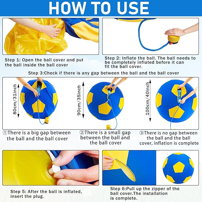 40inch Giant Herding Ball with Ball Cover Anti Burst Please Watch VCR for How to Inflation Horse Toys for Horses Stall Entertainment Play, Pump Included(Yellow,Stylish)-PurrikoPets