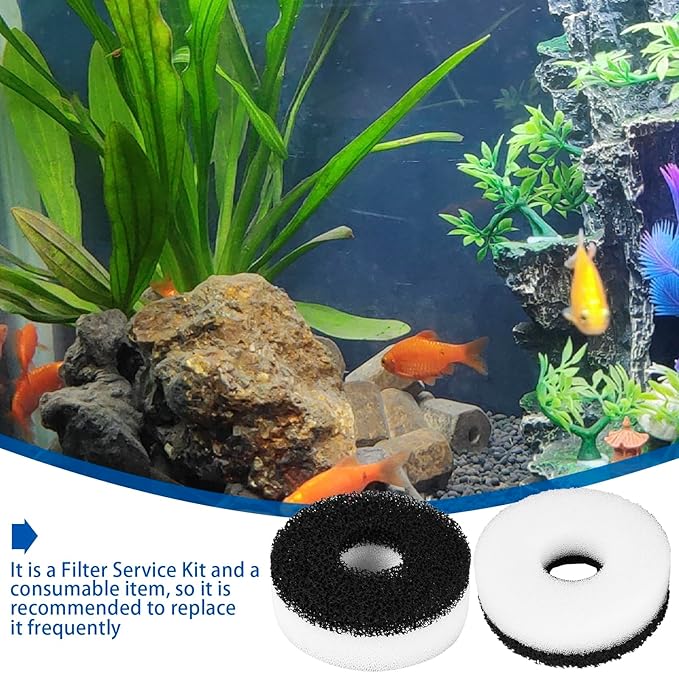 Foam and Carbon Rings Filter Replacement Compatible with Biorb Aquariums(10 carbon foams, 10 regular foams, 2 cleaning brushs and 1 piece cleaner pad)-PurrikoPets
