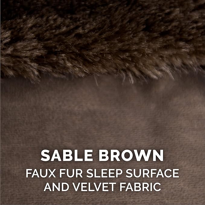 Furhaven Cooling Gel Dog Bed for Large Dogs w/ Removable Bolsters & Washable Cover, For Dogs Up to 125 lbs - Plush & Velvet L Shaped Chaise - Sable Brown, Jumbo Plus/XXL-PurrikoPets