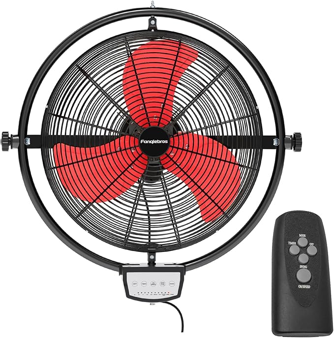 20 IN 5500 CFM Remote Control Wall Mount Fan, 3 Speed High Velocity Wall Fan with Timer, Oscillation & Tilting, Air Circulator for Garage, Commercial, Greenhouse, Warehouse & Gazebo Use, UL Listed-PurrikoPets