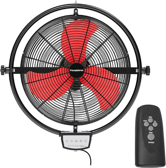 20 IN 5500 CFM Remote Control Wall Mount Fan, 3 Speed High Velocity Wall Fan with Timer, Oscillation & Tilting, Air Circulator for Garage, Commercial, Greenhouse, Warehouse & Gazebo Use, UL Listed-PurrikoPets