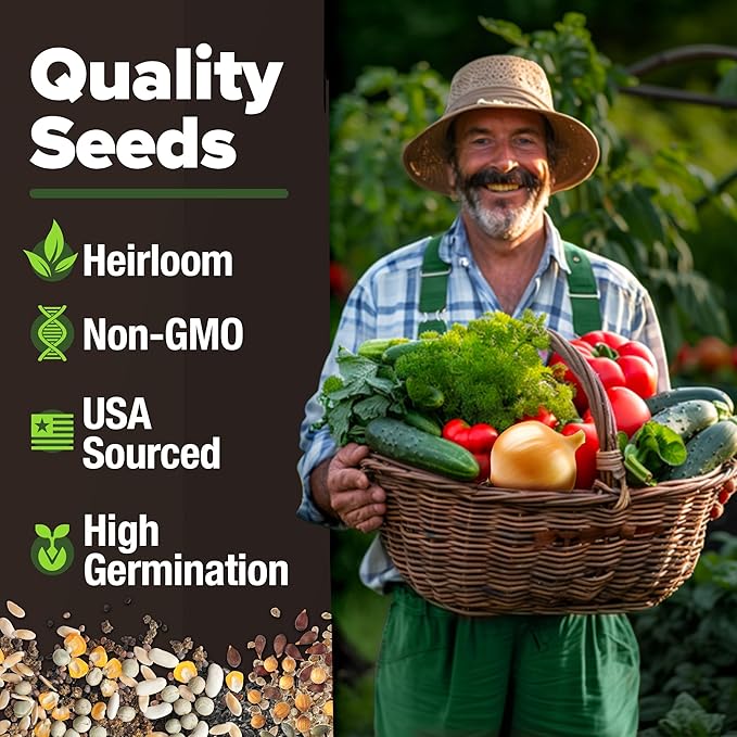 20 Heirloom Vegetable Seeds - 10,000+ Survival Seeds and Emergency Prepper Gear - Non GMO Vegetable Seeds for Planting Home Garden Variety Pack-PurrikoPets