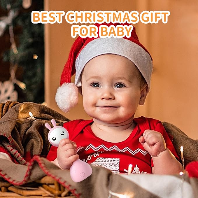 alilo Yoyo Talking Bunny Baby Musical Light-Up Rattle Toys 0-6-12-18 Months, Voice Mimicking Toy, Preloaded 90+ Audio Content, ABC/Number/Notes Learning Toys for Baby Infant Newborn Boy Girl Gifts-PurrikoPets