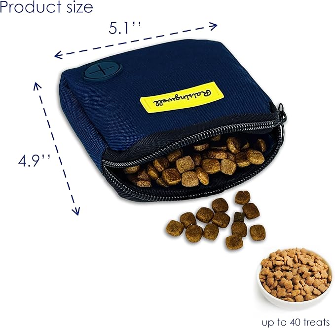 Dog Treat Pouch for Pet Walking and Training with Clicker Poop Bags Small Fanny Zipper Pack Holder for Puppy Snack Dispenser Kit for Leash and Outdoor Use (Blue)-PurrikoPets
