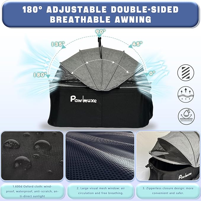 4 Wheels Pet Stroller 4 in 1 Pet Stroller with Detachable Carrier for Small & Medium Dogs Cats up to 55 lbs Easy-Folding Travel Dog Wagon with Car Seat Breathable Mesh,Blue Cartoon-PurrikoPets