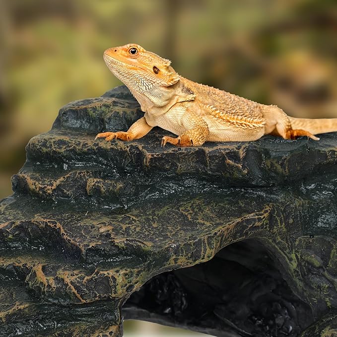 Gecko Tank Acccessories, Turtle Tank Accessories, Perfect Tortoise Hide Fish Tank Decor for Betta, Fish, Snake Hide, Professional Turtle Basking Platform (Medium)-PurrikoPets