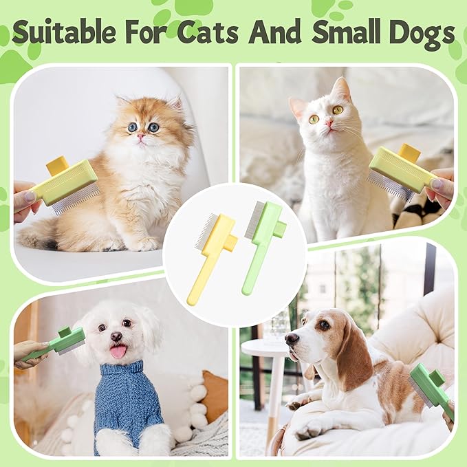Flea Comb for Cats & Dogs Brush for Shedding Self Cleaning Pet Comb Lice Comb with Long & Short Stainless Steel Teeth Pet Hair Removal Tool 2025-PurrikoPets