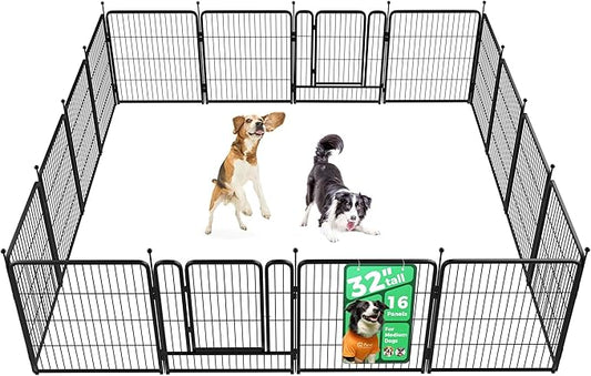 FXW Rollick Unleashed Dog Playpen for Indoor, Yard, RV Camping, 32 inch 16 Panels for Small and Medium Dogs, Black│Patented-PurrikoPets