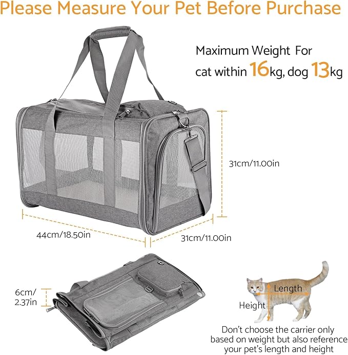 Airline-Approved Pet Carrier Cat Carrier Dog Carrier - Stylish Lightweight, Handheld & Crossbody, Honeycomb Support, Anti-Escape Design for Travel, Walks & Daily Outings-PurrikoPets