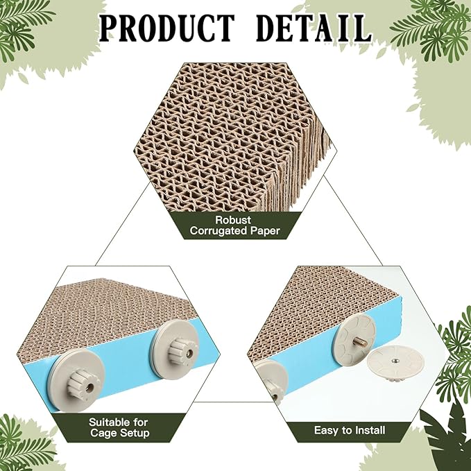 2 Pieces Bird Chew Toy Parrot Cage Perch Cardboard Platform Bird Paw Grinding Stand Parrot Cage Playground for Macaws, Small Parakeets, Conures, Budgies, Finches Conure Cockatiel (Large)-PurrikoPets