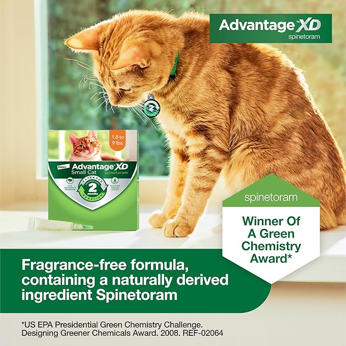 Advantage XD Small Cat Flea Prevention & Treatment For Cats 1.8-9lbs. | 2-Topical Doses, 2-Months of Protection Per Dose-PurrikoPets
