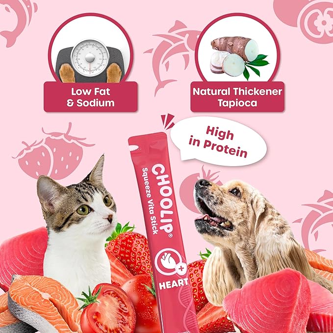 Grab & Go Squeeze Vita Stick Lickable Treats for Dogs & Cats. 49 Heart Support Sticks with Essential multivitamins. Soft and Tasty Paste for All Life Stages, Supporting Heart Health-PurrikoPets