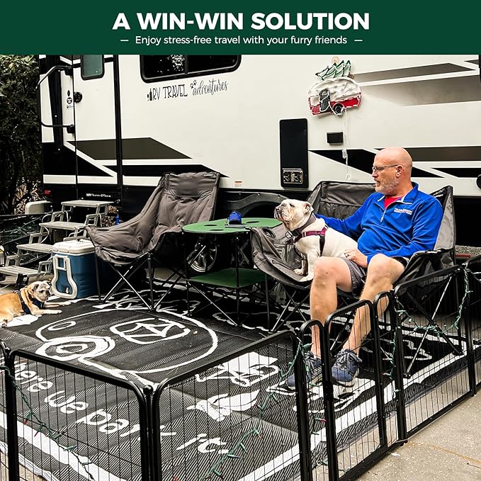 FXW Rollick Unleashed Dog Playpen for Indoor, Yard, RV Camping, 24 inch 32 Panels for Small and Puppy Dogs, Black│Patented-PurrikoPets