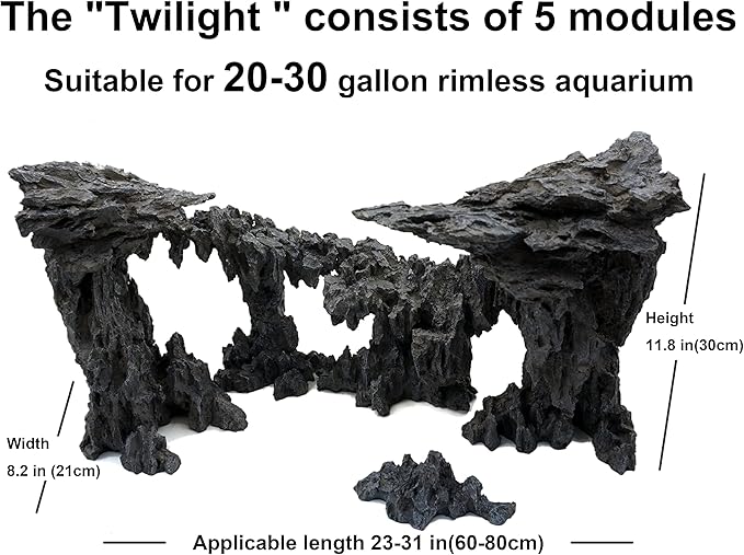 Fish Tank Decor Rocks.Aquarium Decoration Model.Easy and Quick Solution for Aquascaping.(Twilight)-PurrikoPets