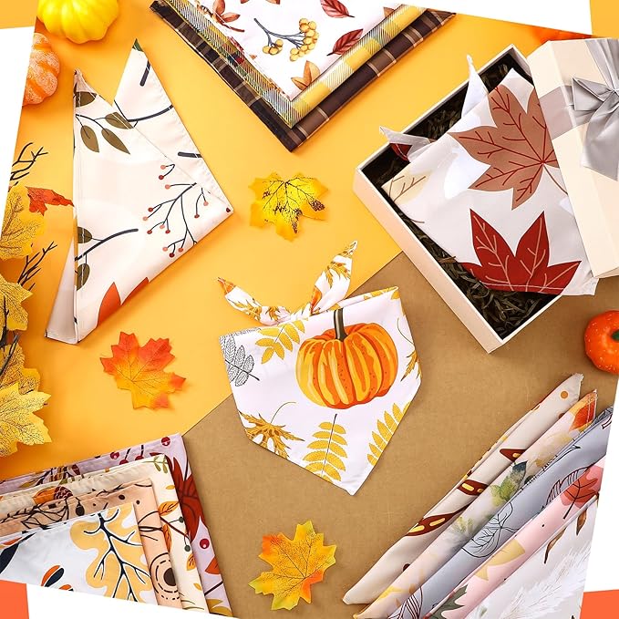100 Pcs Fall Dog Bandanas Bulk Pet Bibs Colorful Triangle Scarf Autumn Pet Bandanas for Medium Large Dogs Fall Autumn Harvest Festival Costume Decor-PurrikoPets